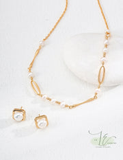 Freshwater Pearl Crafted Necklace | 925 Sterling Silver | 18K Fine Gold