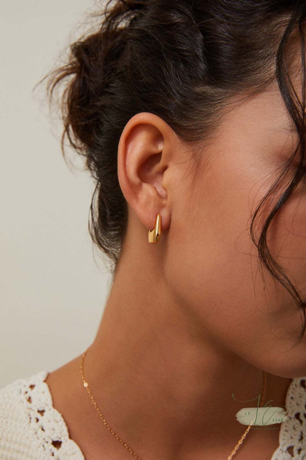 Luxury-packaged Geometric Hoop Earrings in a sleek gift box - ideal for fashion lovers. Includes a polishing cloth to maintain the tarnish-resistant gold finish.