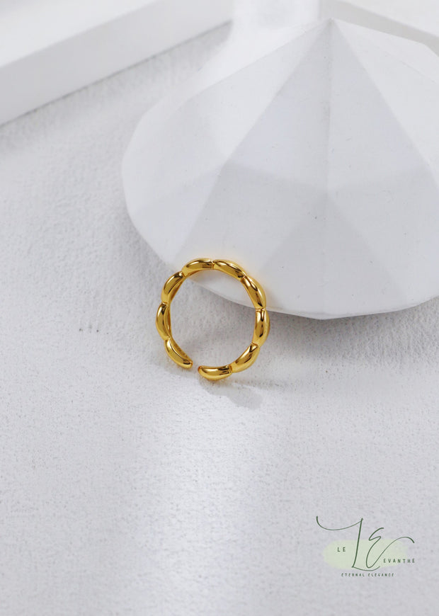 Minimalist Rice Grain Design Adjustable Open Ring | 925 Sterling Silver | 18K Fine Gold