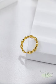 Minimalist Rice Grain Design Adjustable Open Ring | 925 Sterling Silver | 18K Fine Gold