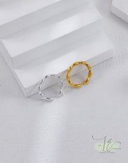 Minimalist Rice Grain Design Adjustable Open Ring | 925 Sterling Silver | 18K Fine Gold